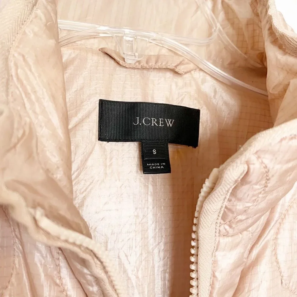 J. Crew Vest S Quilted Primaloft Pale Pink Full Zip Up Mock Neck Women’s Size S